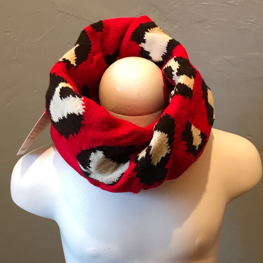 Red cheetah kids infinity scarf
